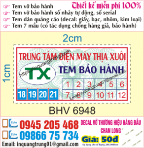 In tem bảo hành tại Tuyên Quang giá rẻ