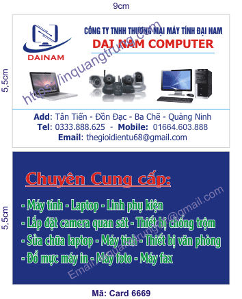 In card visit tại Gia Lai