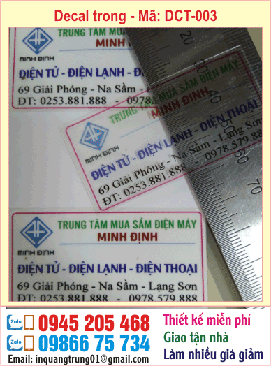 In decal trong lấy nhanh