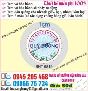 In tem bảo hành tại Ninh Thuận