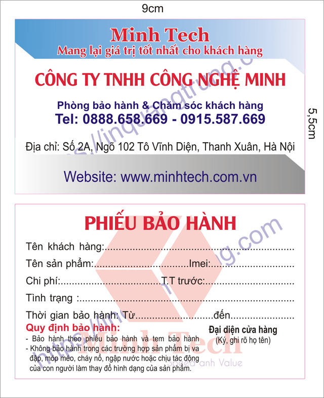 Dịch vụ in phiếu bảo hành giá rẻ tại Hà Nội
